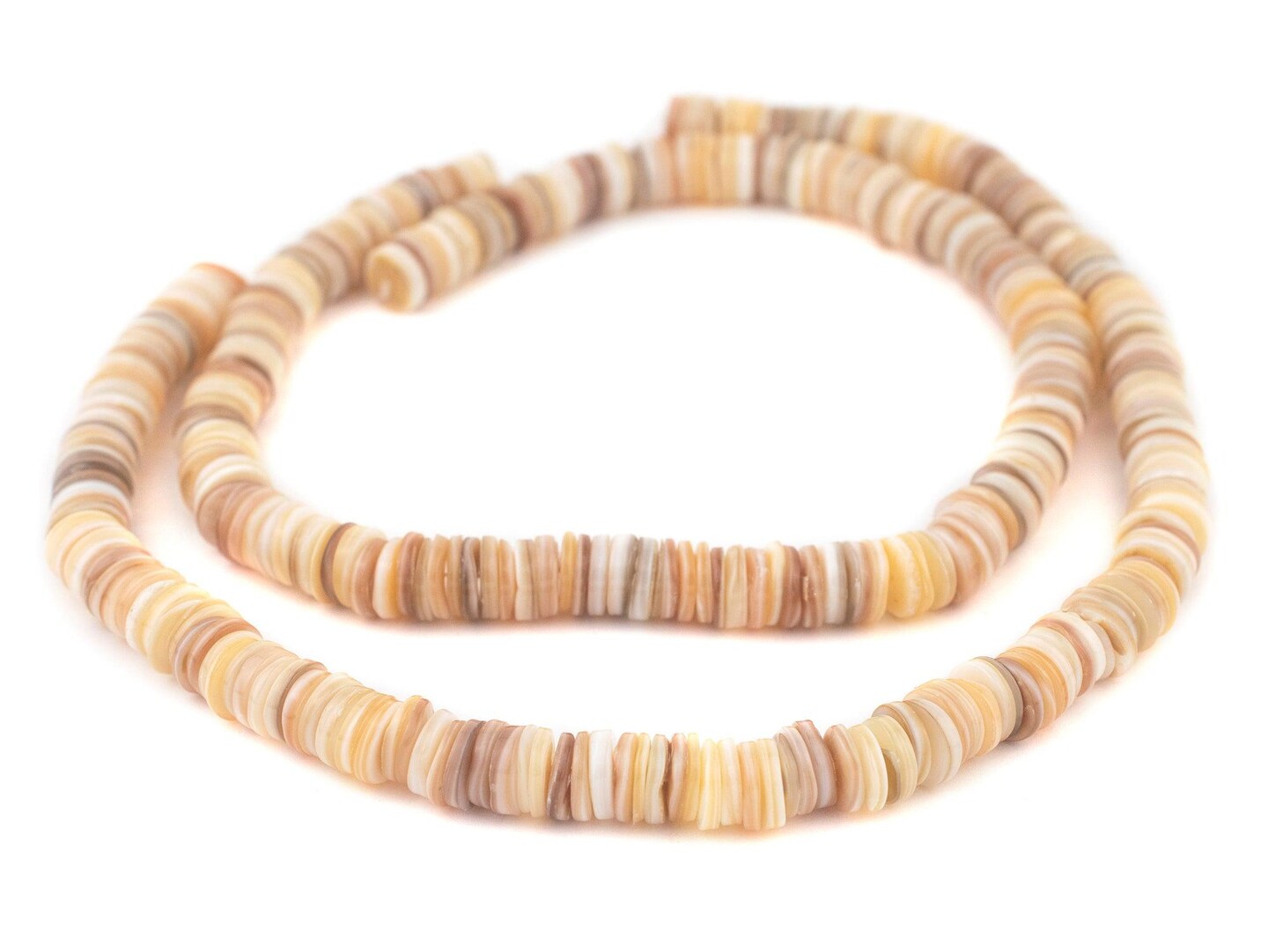 The Bead Chest White Ocean Sea Shell Heishi Beads 10mm 15 Inch Strand