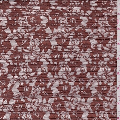 Mocha Floral Crinkle Lace Fabric By the Yard