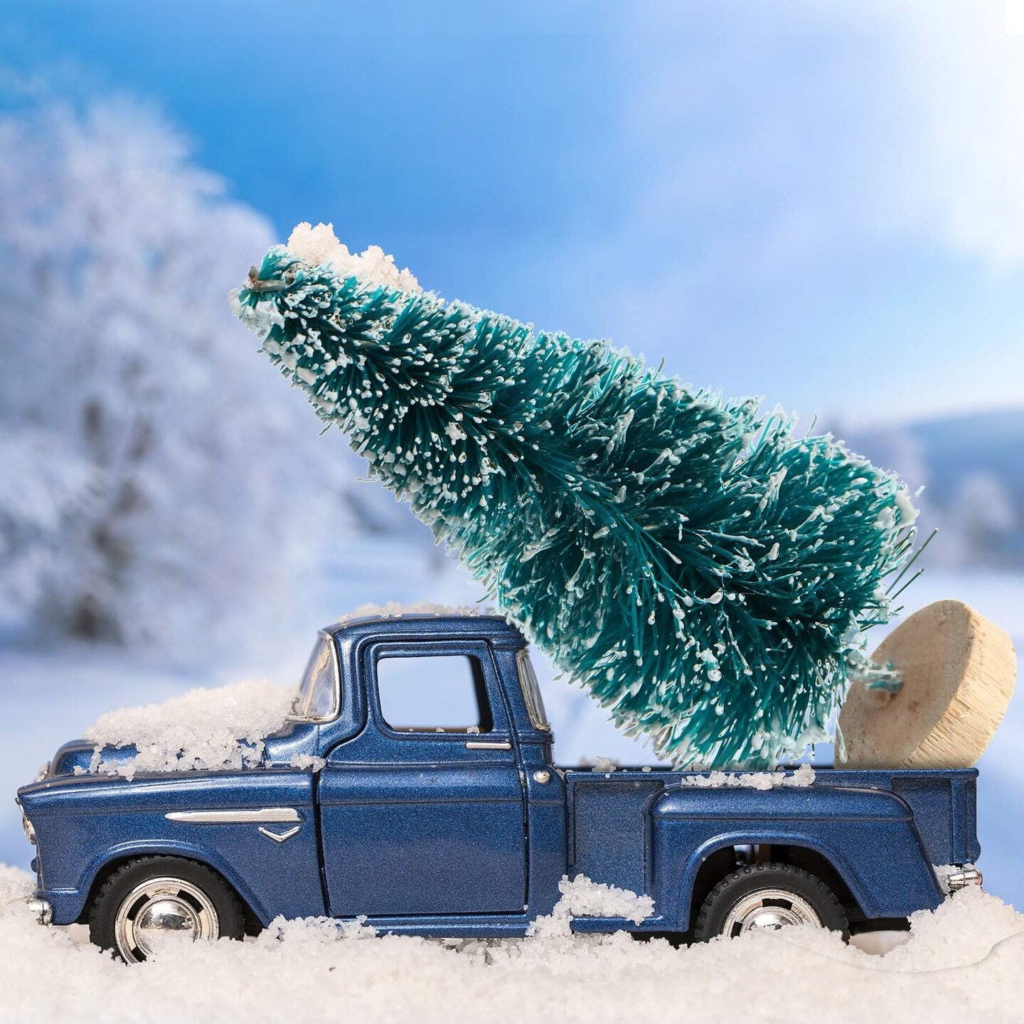 72 Pieces Mini Christmas Trees Bottle Brush Trees (Blue Green) 0.09&#x22;D x 0.09&#x22;W x 1.77&#x22;H