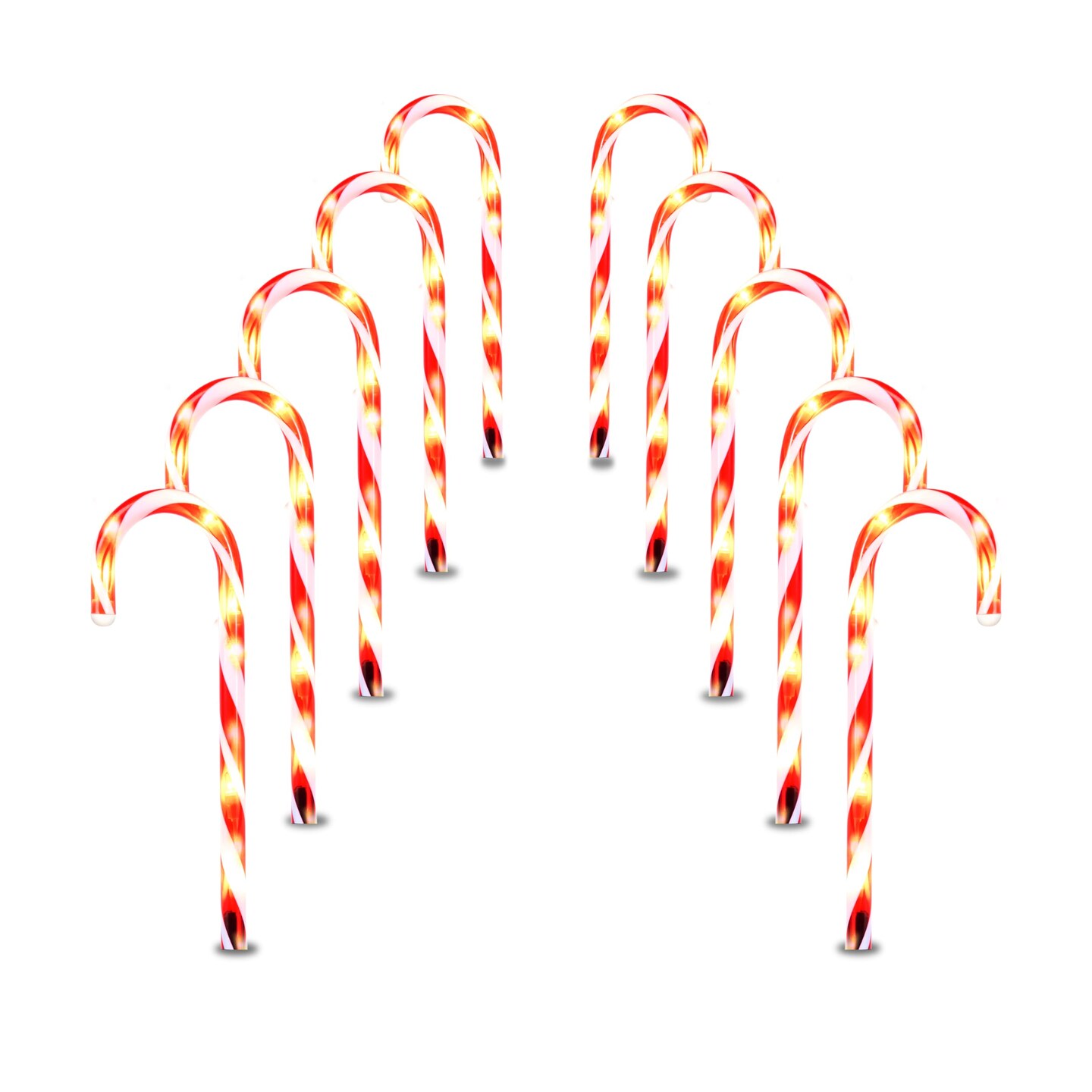 12 Pcs Christmas Candy Cane Pathway Markers Lights, 12&#x201D; Stakes Lights, Outdoor Decorations for Holiday Xmas Indoor Yard Patio Garden Walkway