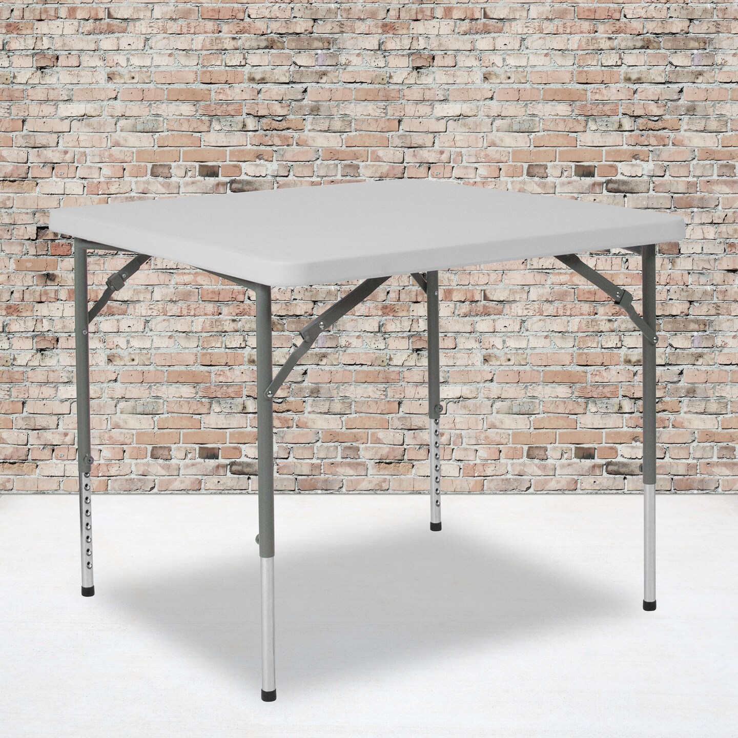 Emma and Oliver 2.79-Foot Square Height Adjustable Plastic Folding Table