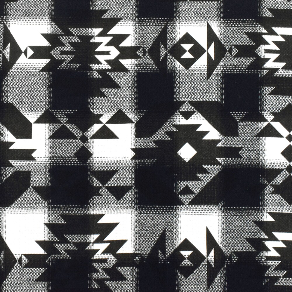 Black-White-Blue Tribal Printed Cotton Check Dobby Woven Fabric By the Yard