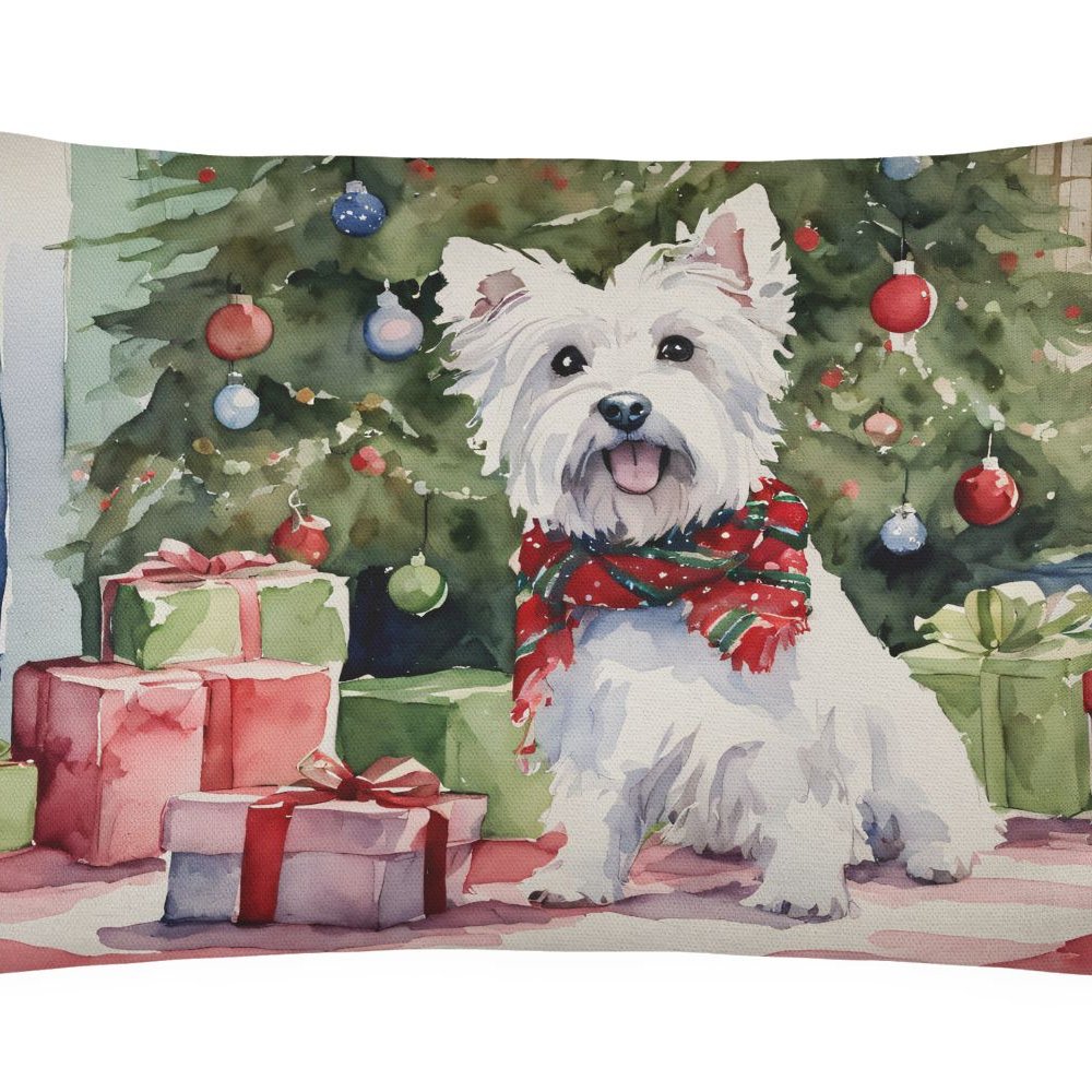 Edge Collections - 12" X 16" - Multicolor - Christmas Waiting on Throw Pillow Westie 1390 - 1 Piece