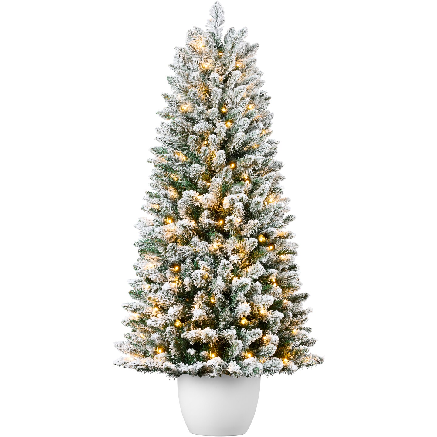 Best Choice Products Pre-Lit Potted Flocked Christmas Tree, Classic Artificial Holiday D&#xE9;cor, w/ Twinkling White LEDs