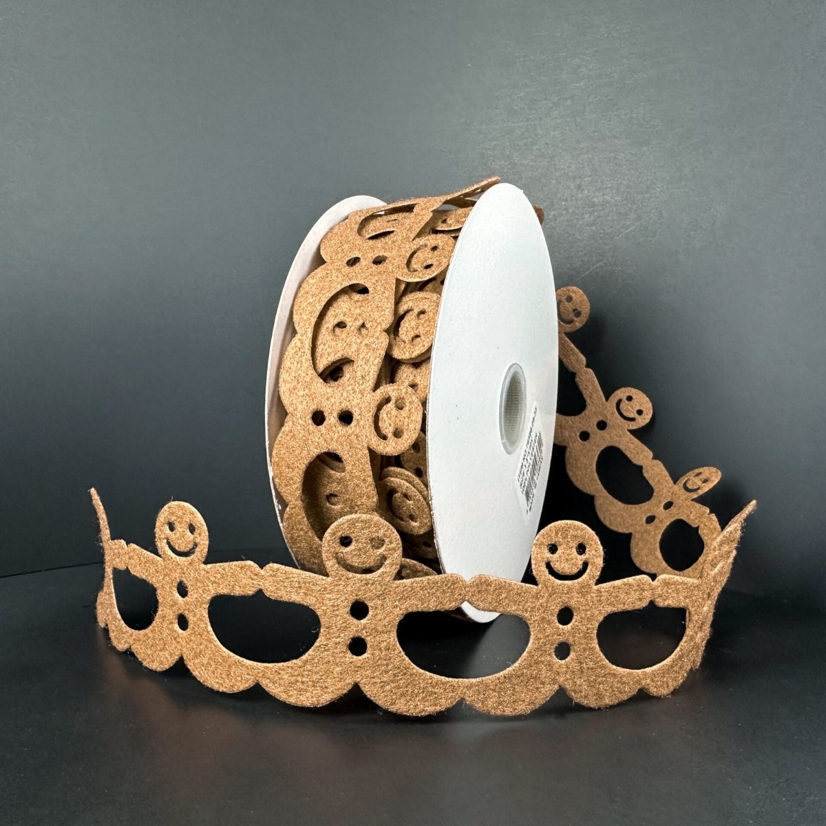 1.5&#x22; Gingerbread Man Shaped Ribbon: Brown (10 Yards)