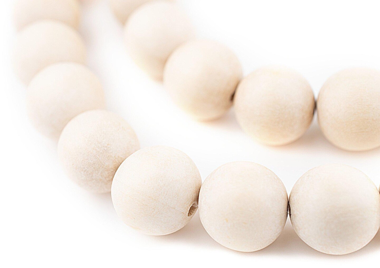 The Bead Chest Cream Unwaxed Natural Wood Beads (20mm), Great for Essential Oils, Diffuser Jewelry, and Dyeing
