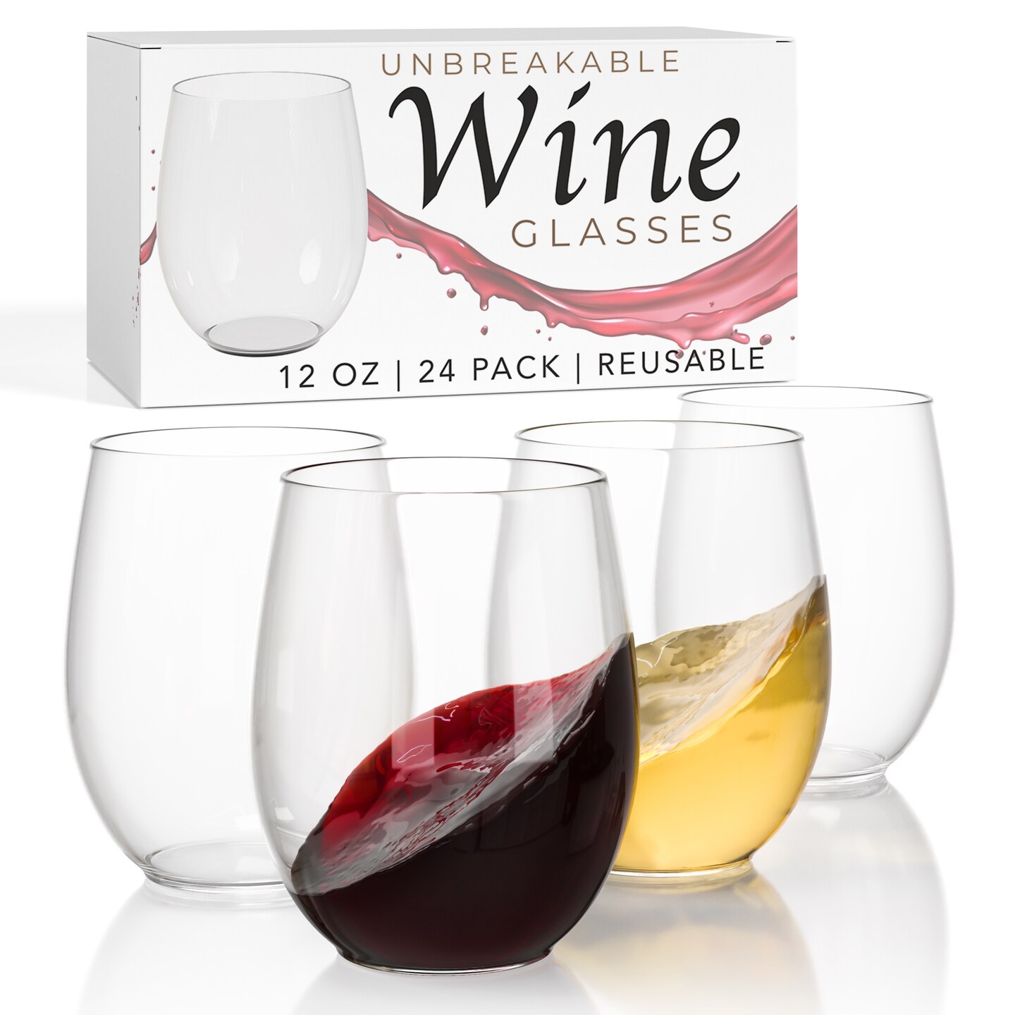 Exquisite Plastic Stemless Wine Glasses Disposable Wine Glasses 12 Oz Elegant Plastic Cups Reusable Durable Party Cups Disposable Cocktail Glass For Weddings & Events