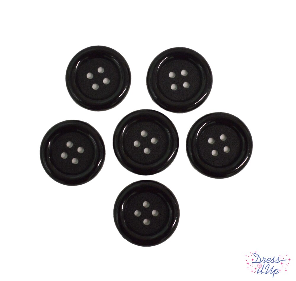 Dress It Up Button Shop Big Button Black 33mm 4 Hole Buttons
