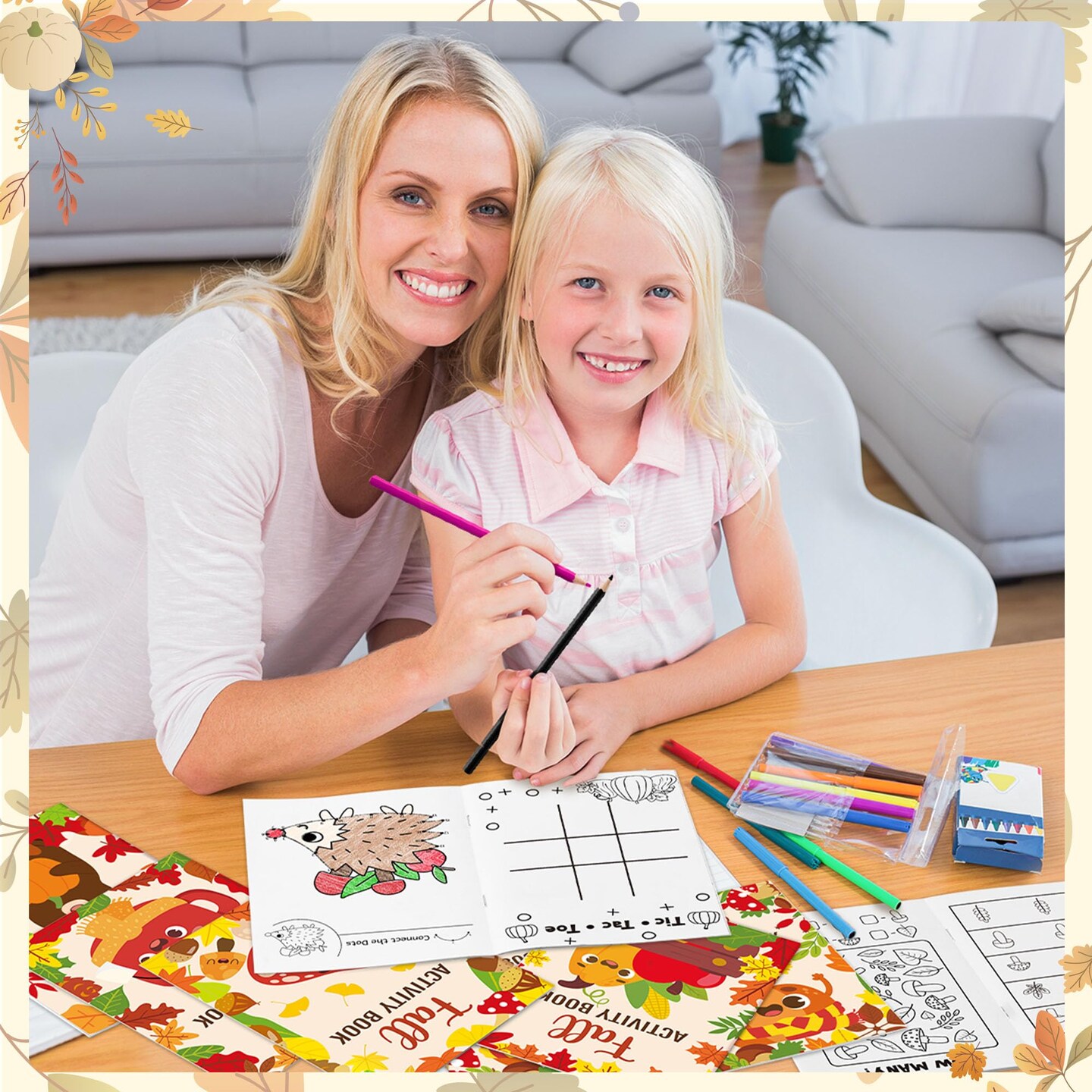 Fall Activity Books for Kids - 24Pcs Autumn Theme Mini Games Coloring Book Set Bulk DIY Art Drawing Mazes Word Search Word Scramble Games for Thanksgiving Halloween Party Goodie Bags Stuffers Favors