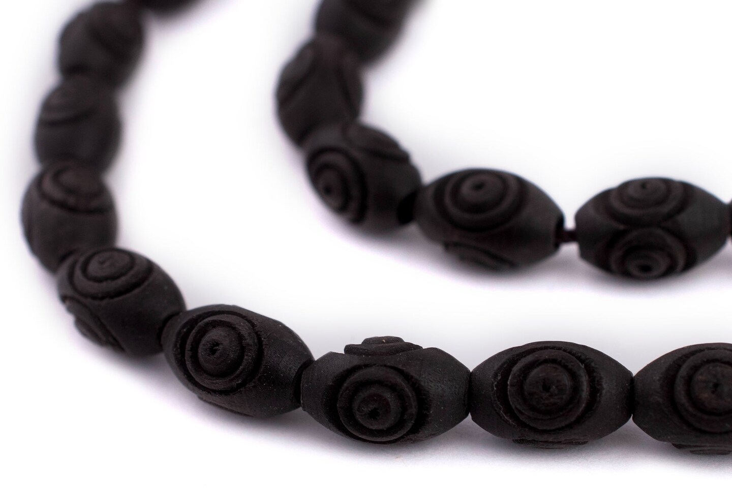 The Bead Chest Carved Vintage-Style Oval Olive Wood Beads from Bethlehem (12x8mm)