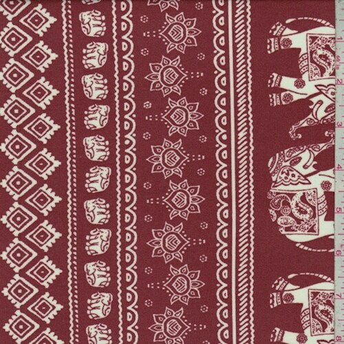 Sienna/White Elephant Stripe Double Brushed Jersey Knit Fabric By the Yard
