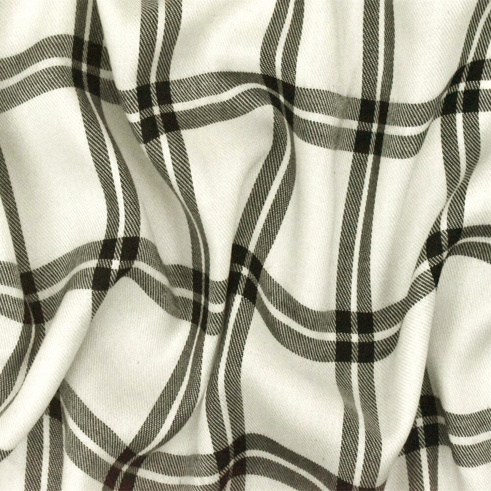 Black-Off-White Famous Designer Plaid Check Twill Shirting Fabric By the Yard