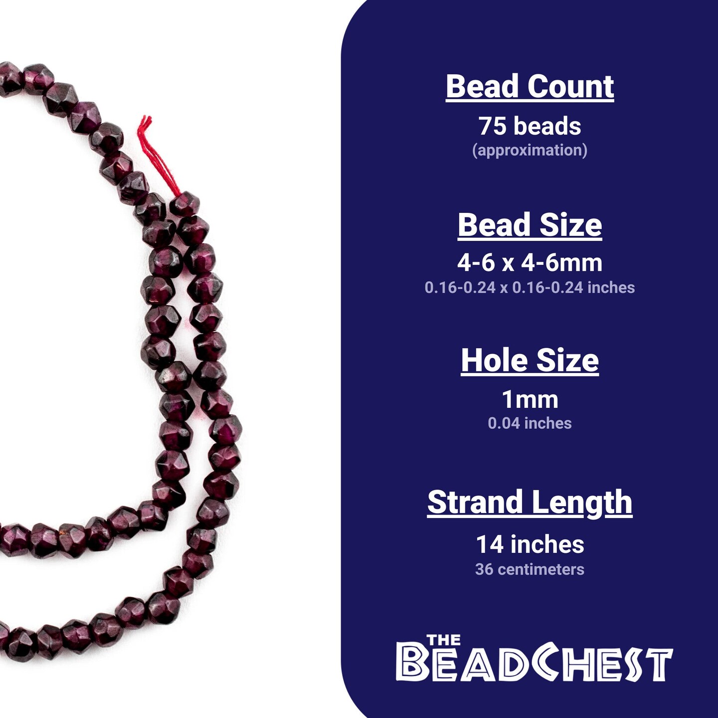The Bead Chest Faceted Round Almandine Garnet Beads 5mm Purple Gemstone 14 Inch Strand
