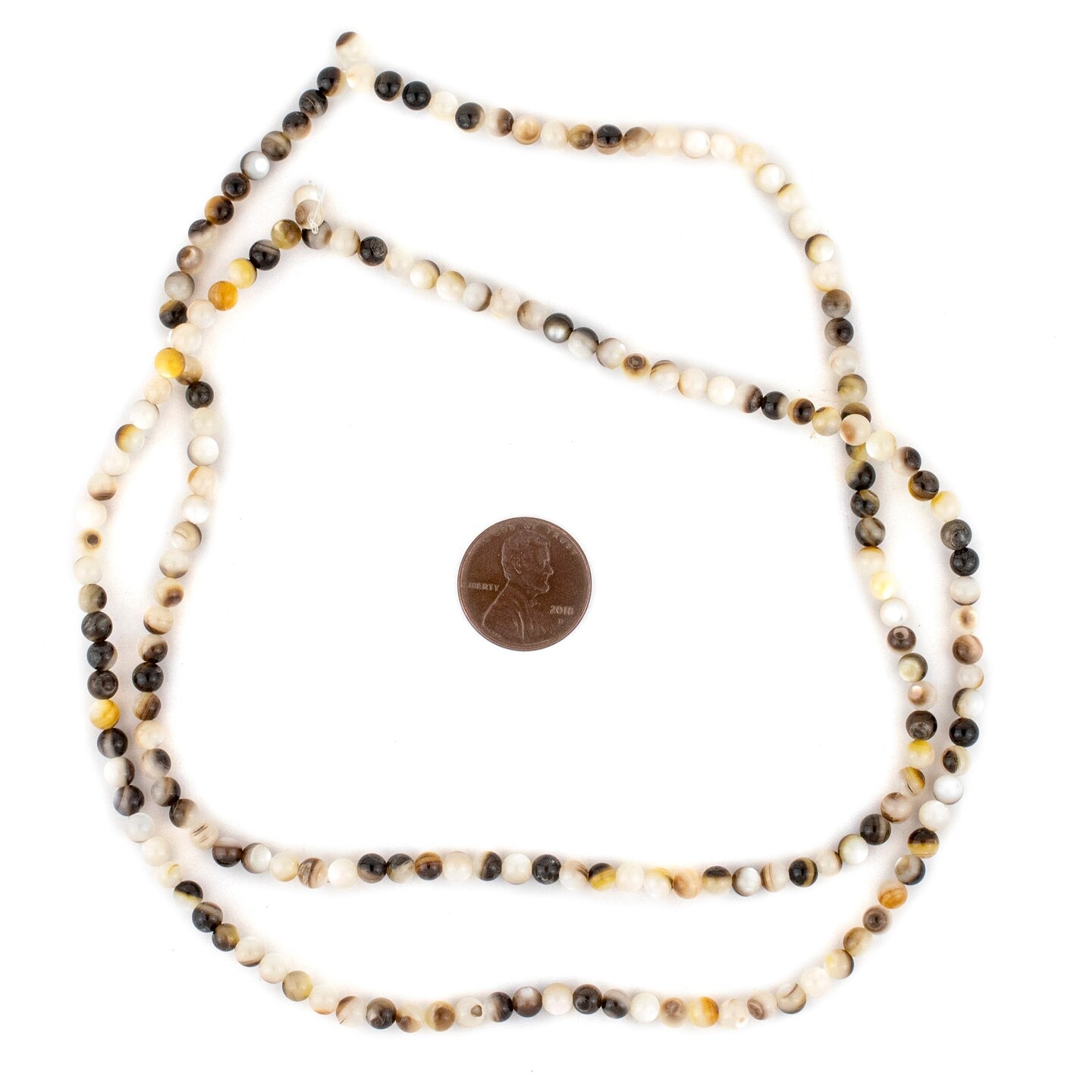 The Bead Chest Round Black &#x26; White Shell Beads (4mm)