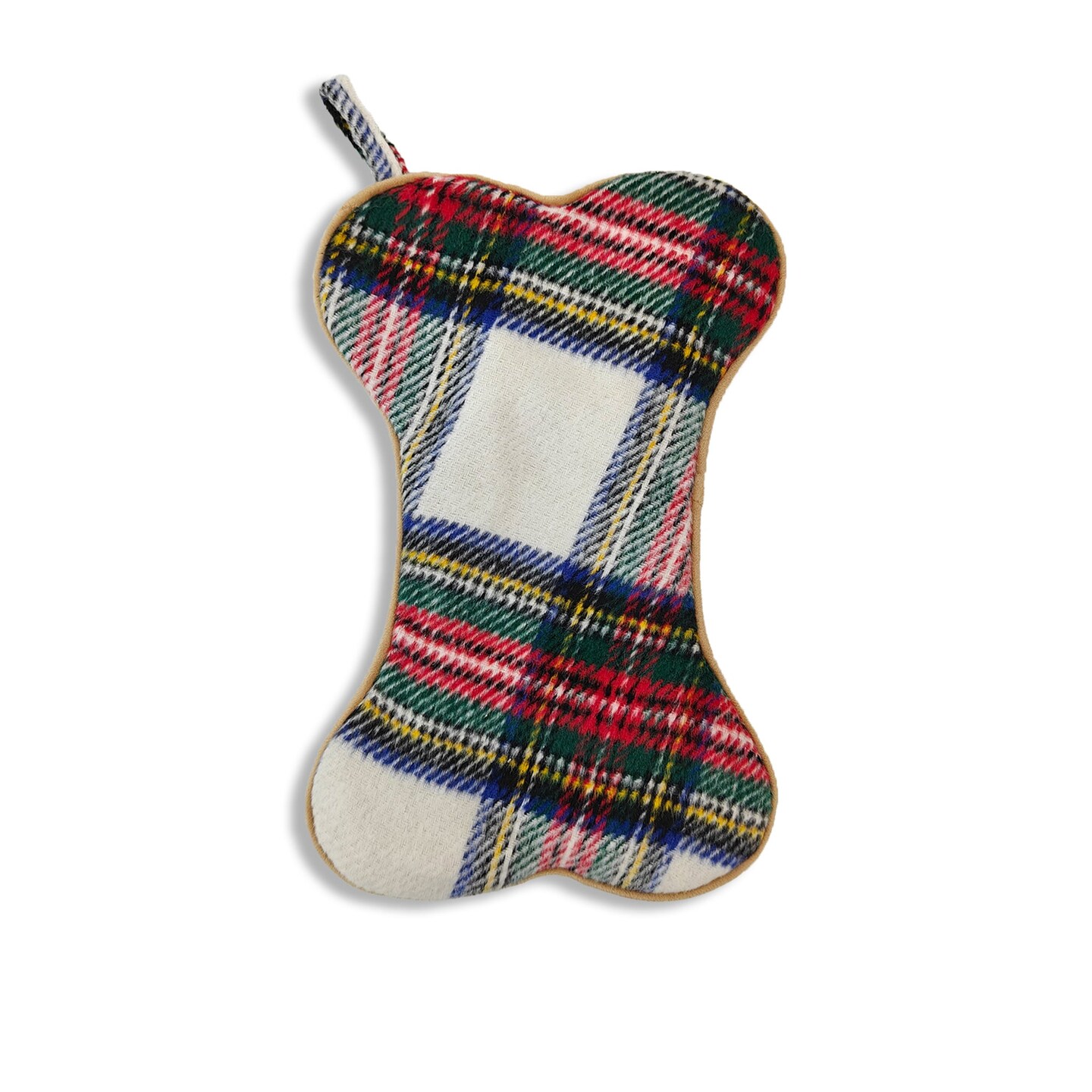 Faux Mohair Plaid Dog Bone Christmas Stocking