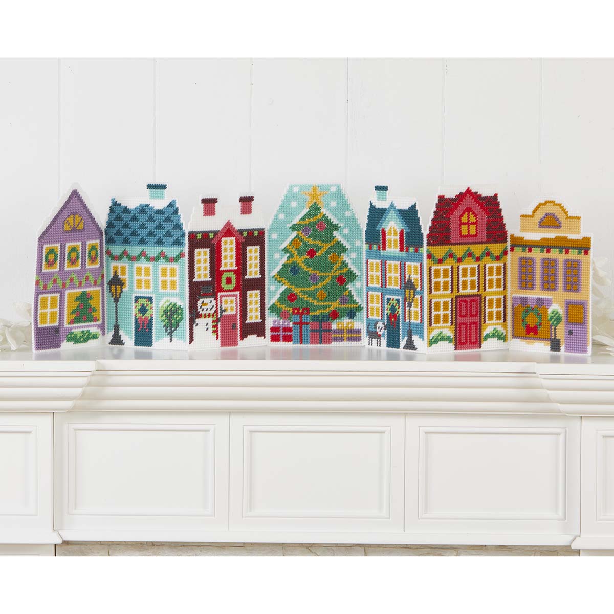 Herrschners  Christmas Village Mantle Sitter Plastic Canvas Kit