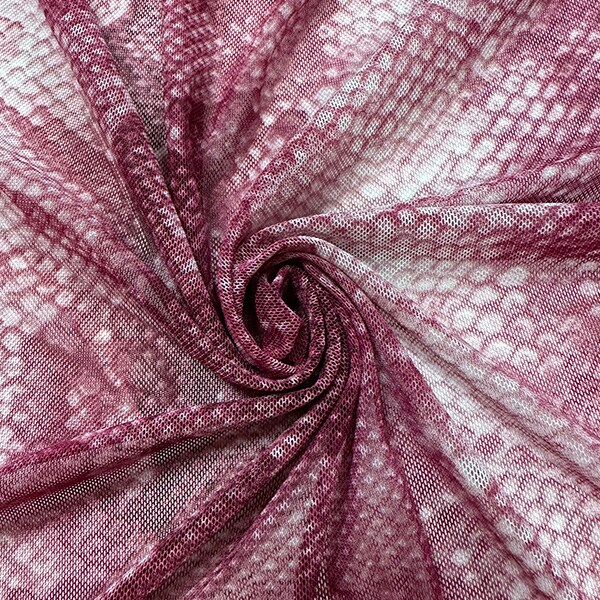 Magenta Multi Snakeskin Print Stretch Mesh Fabric By the Yard