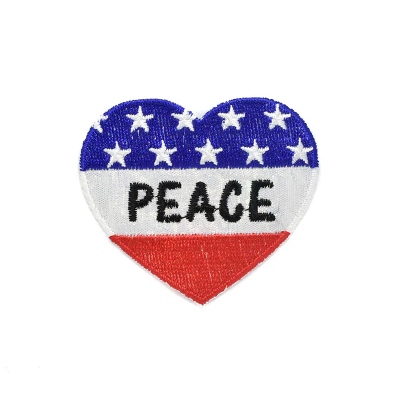 Heart Shaped Patriotic Peace Iron On Patch Applique for Clothing and Accessories