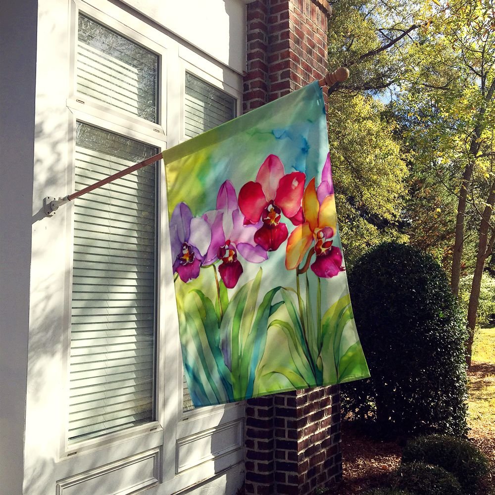 Edge Collections - 28" X 40" - Multicolor - Watercolor Orchids in Large Porch - 1 Piece