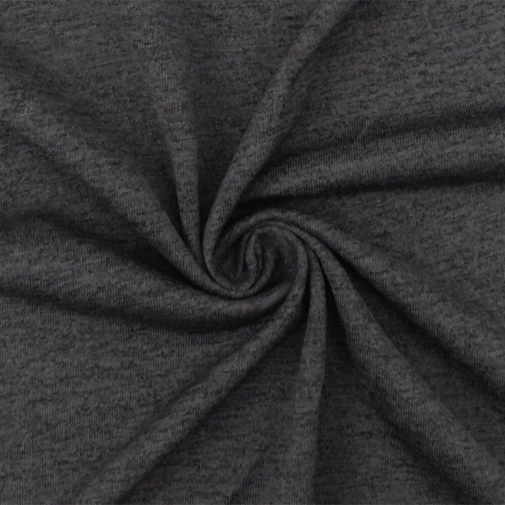 Heather Charcoal Gray-Black Stretch Poly Jersey Knit Fabric By the Yard