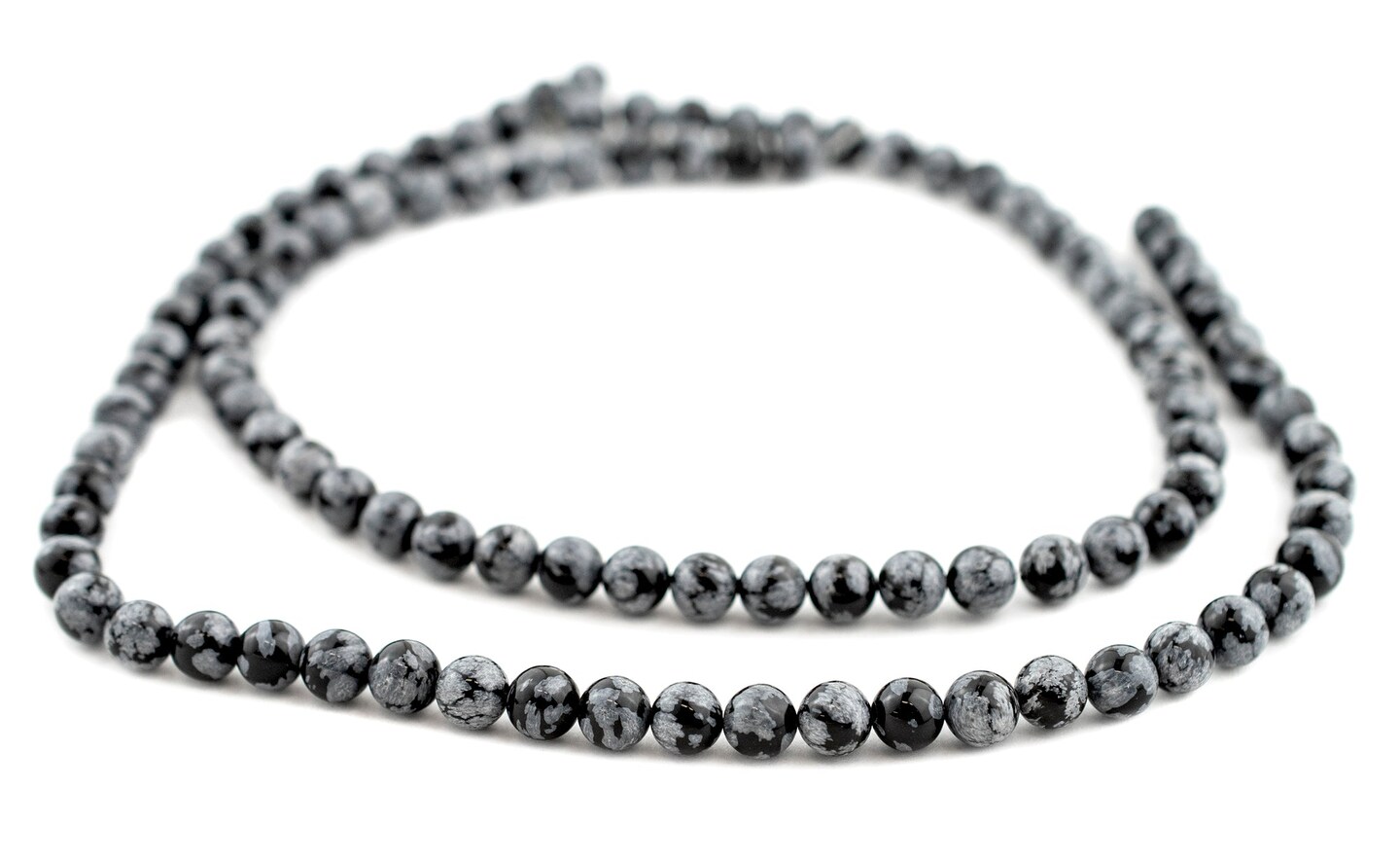 The Bead Chest Round Snowflake Obsidian Beads (8mm)