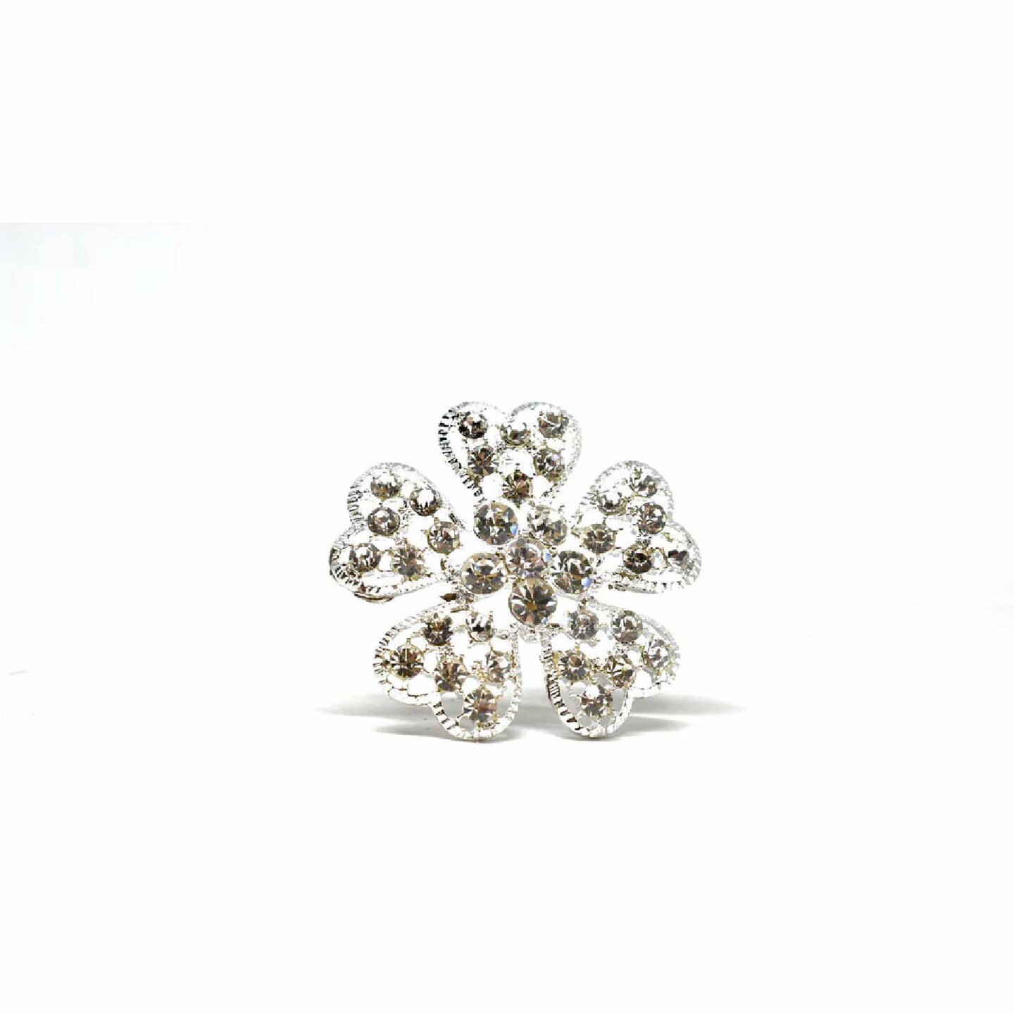 Sparkly Rhinestone Flower Brooch Pin For DIY Crafts Bridal Projects 2 Inch