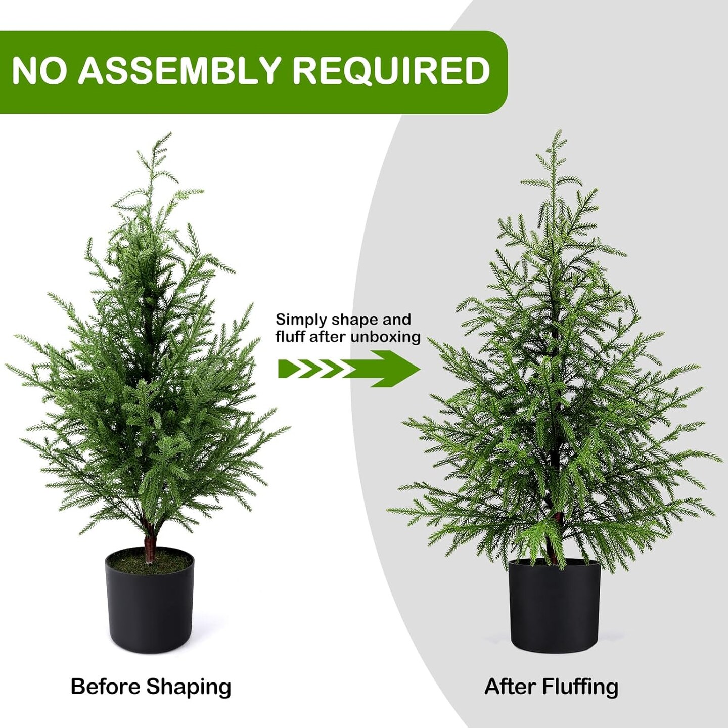 3FT Pre-Lit Artificial Norfolk Pine Christmas Tree (Green) 18&#x22;D x 18&#x22;W x 36&#x22;H