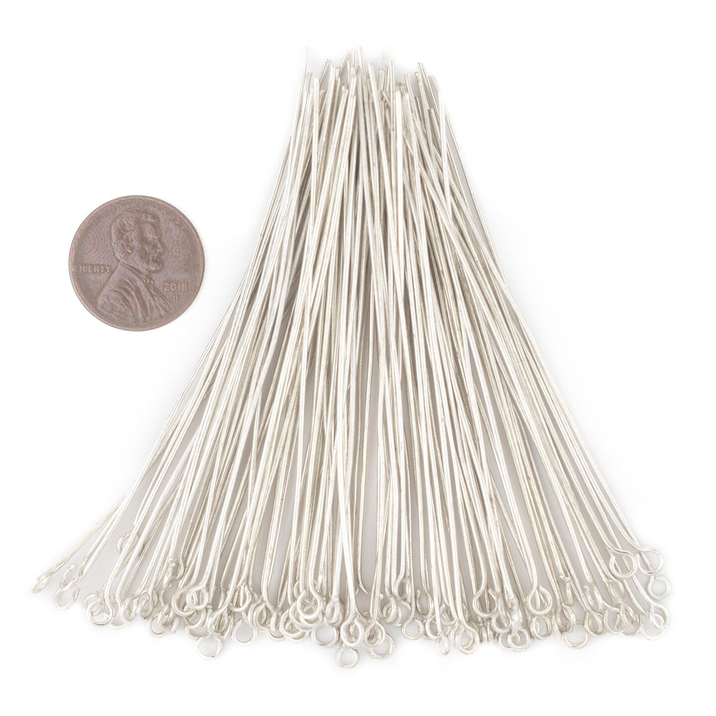 The Bead Chest Silver 21 Gauge 3 Inch Eye Pins (Approx 100 pieces)