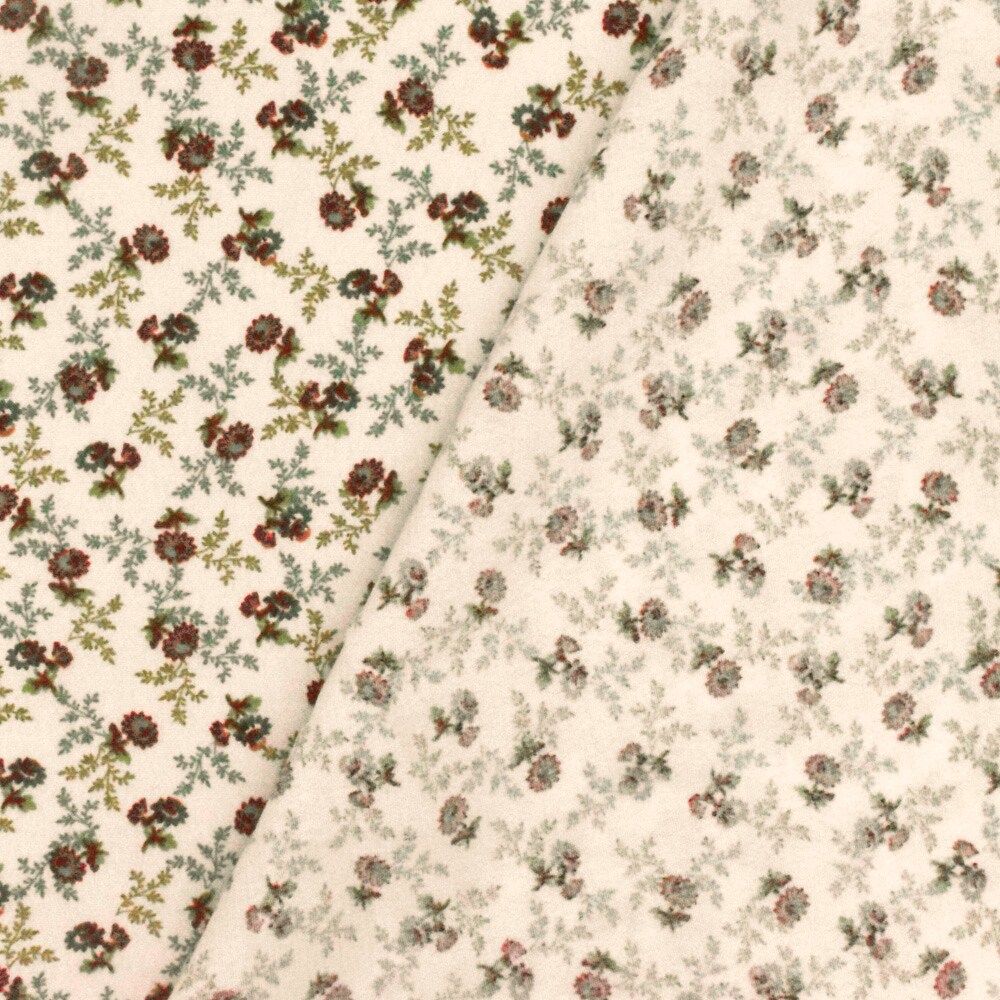 Beige-Brown-Multi Famous Designer Floral Print Viscose Crepe Faille Fabric By the Yard