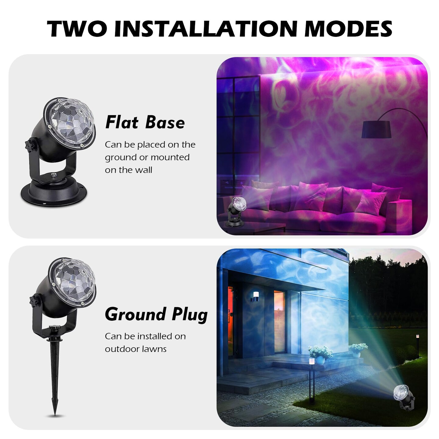 Hekation Christmas Halloween Outdoor Projector Lights, 15 Colors Water Wave Ocean Effect Night Light, Waterproof Yard Decorations With Remote and Timing
