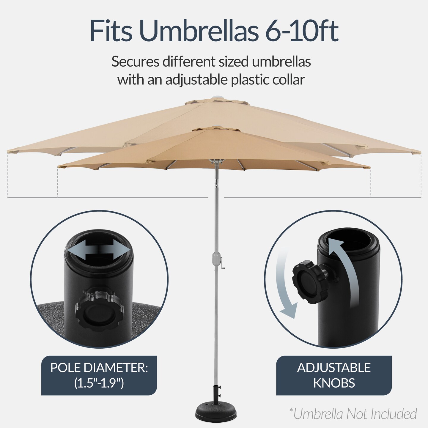 Best Choice Products Fillable Plastic Patio Umbrella Base Stand, Pole Holder w/ Adjustment Knob, Round Dome