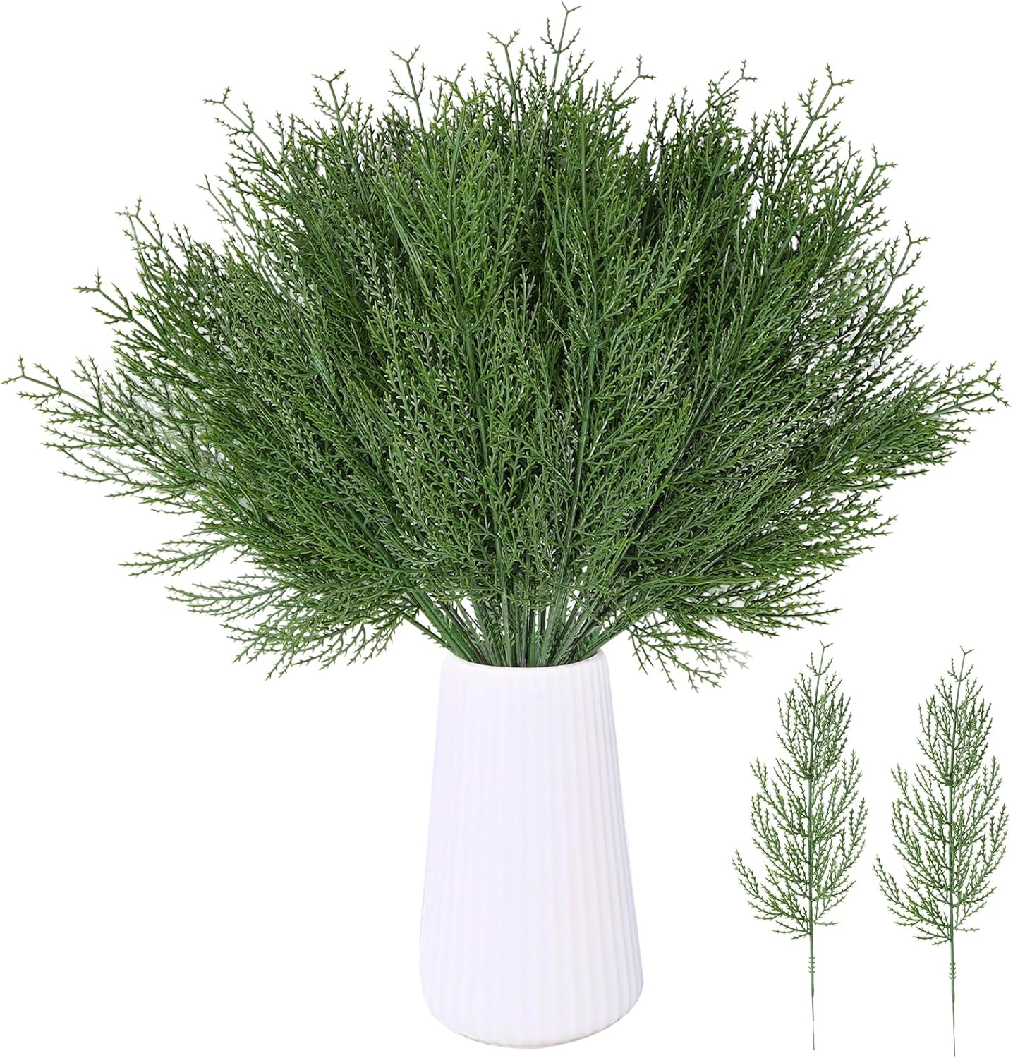50 PCS Artificial Pine Branches Christmas Faux Pine Greenery Stems (Green1-50pcs) 5.51"D x 14.17"W x 2.36"H