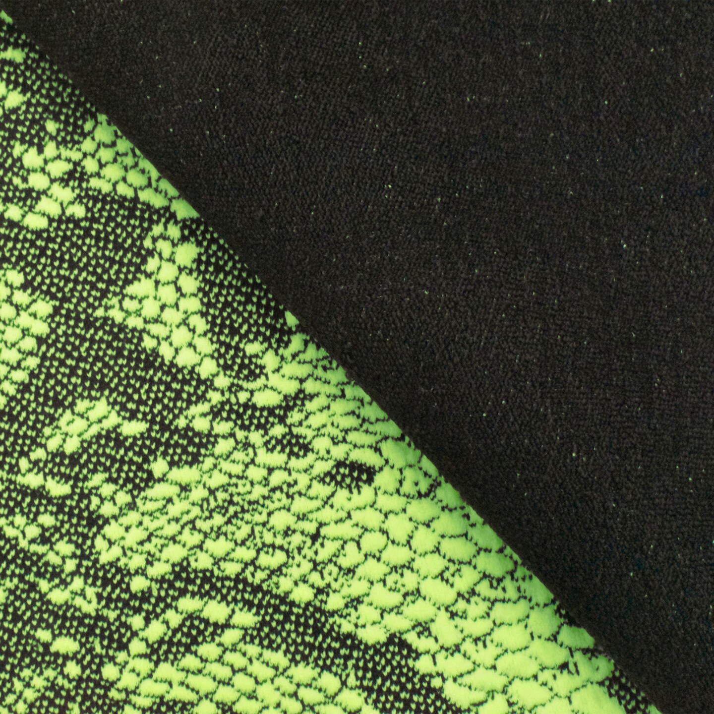 Neon Green-Black Famous Maker Stretch Reptile Jacquard Yoga Knit Fabric By the Yard