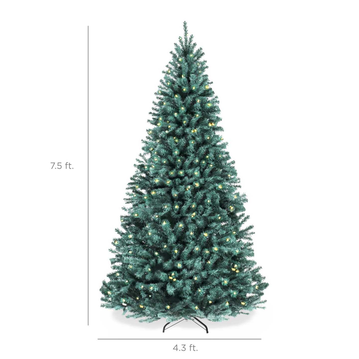 Best Choice Products Pre-Lit Blue Spruce Christmas Tree w/ Foldable Base, Incandescent Lights