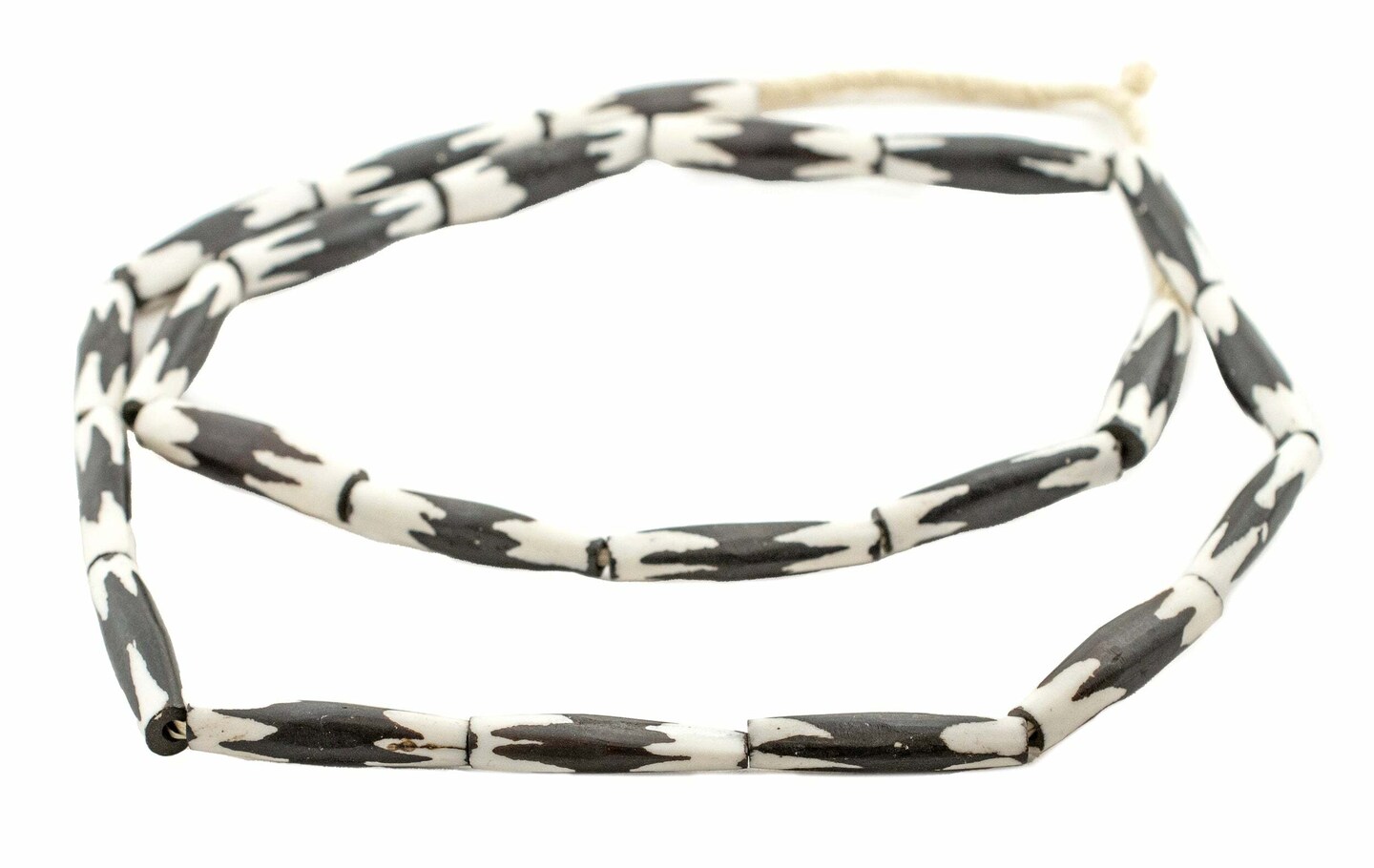 The Bead Chest Batik Bone Beads - Full Strand of Fair Trade African Beads (Tube, Zig-Zag #2 Design)