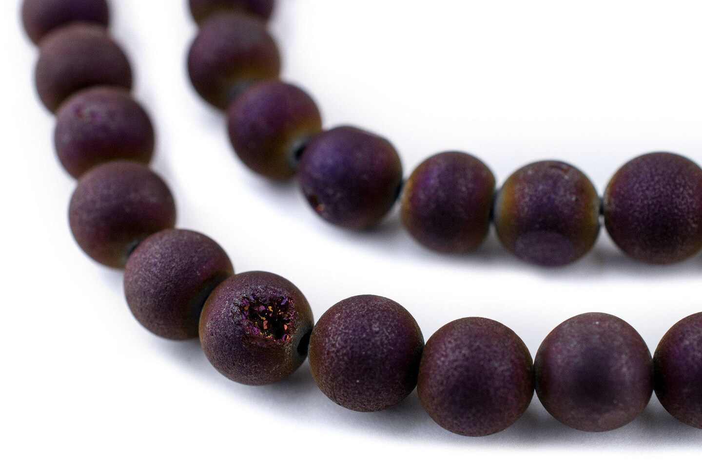 The Bead Chest Purple Round Druzy Agate Beads (8mm): Organic Gemstone Round Spherical Energy Stone Healing Power Crystal for Jewelry Bracelet Mala Necklace Making