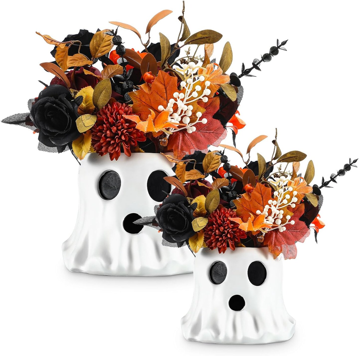 2 Pack Ghost Bucket Decor Halloween (White) 11.81&#x22;L x 11.81&#x22;W x 7.87&#x22;H