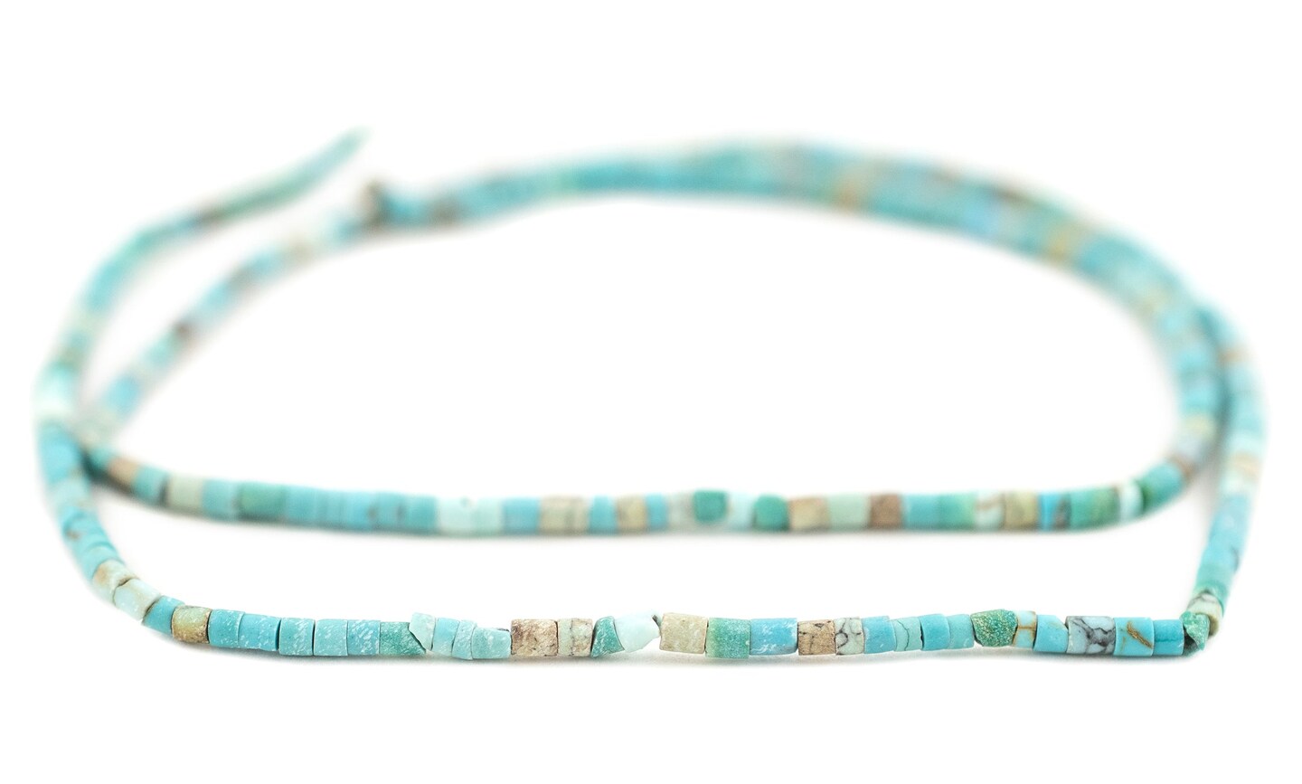 The Bead Chest Cylindrical Afghan Turquoise Beads 2.5mm Afghanistan Blue Heishi Gemstone 14-15 Inch Strand