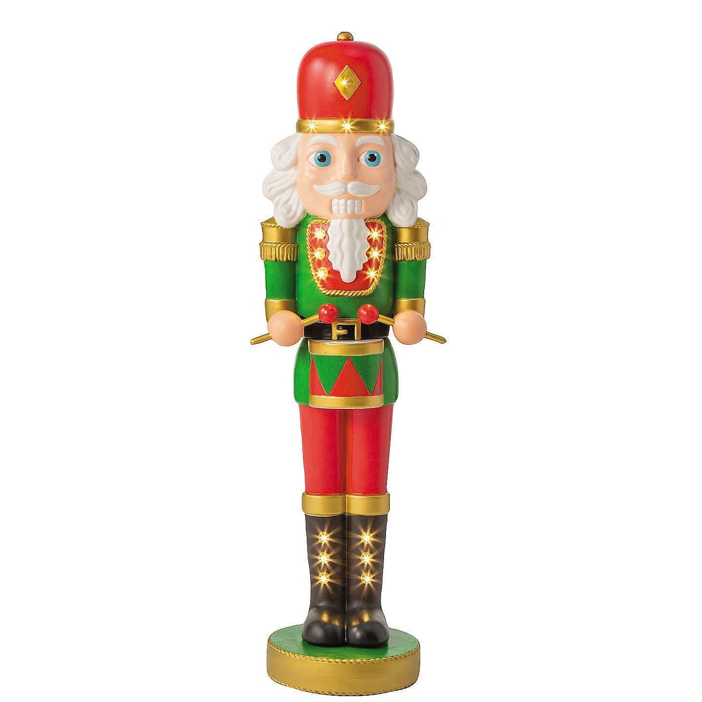 4 Ft Light-Up Nutcracker with Drumsticks &#x2013; Illuminated Christmas Statue for Indoor &#x26; Outdoor Holiday D&#xE9;cor