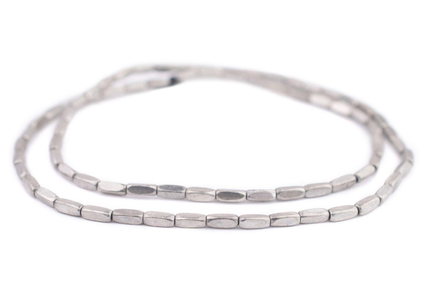 The Bead Chest Silver Faceted Rectangle Beads (8x3mm)
