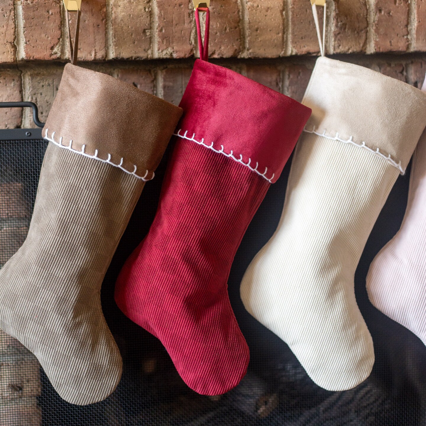 Faux Suede Checkerboard Christmas Stocking