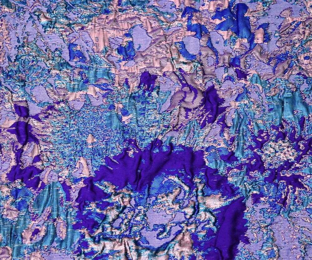 Purple-Pink-Multi Poly Blend Metallic Abstract Matelasse Jacquard Brocade Fabric By the Yard