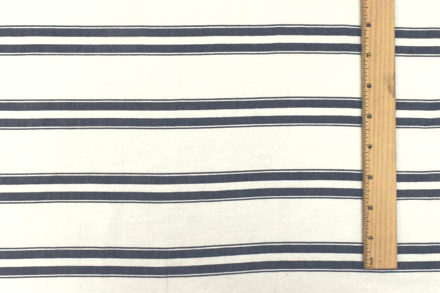 Blue-Ivory Famous Designer Stripe With Slub Texture Twill Woven Fabric By the Yard