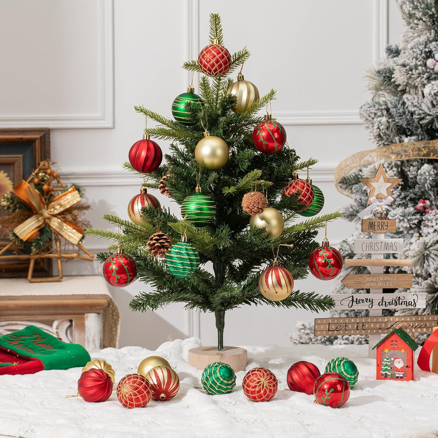 100Pcs Christmas Ball Ornaments Set (Gold &#x26; Red &#x26; Green)