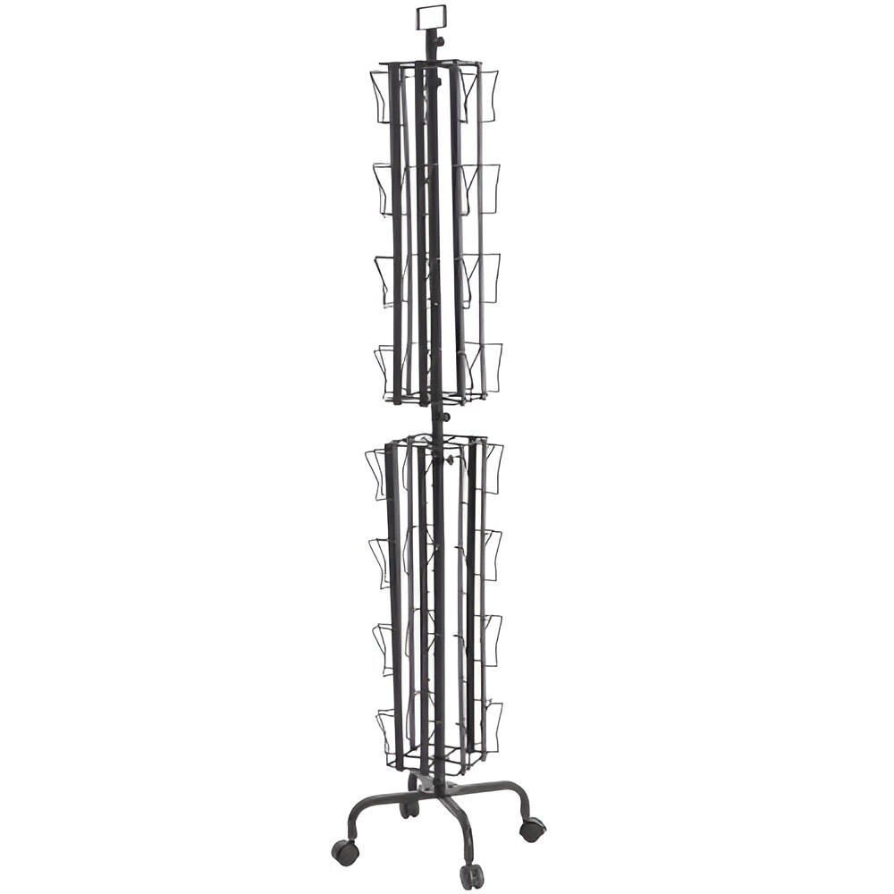 Rotating Greeting Card Display Rack with 32 Pockets & Wheels