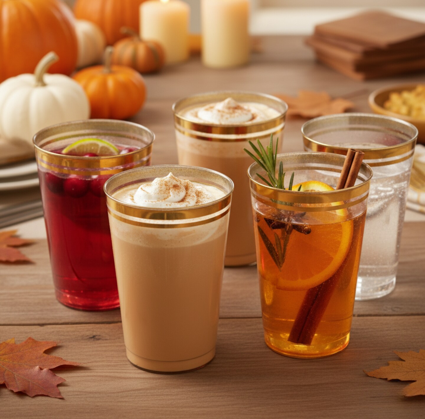100 Pk 12 oz Clear Plastic Cups | Gold Rimmed Disposable Cups