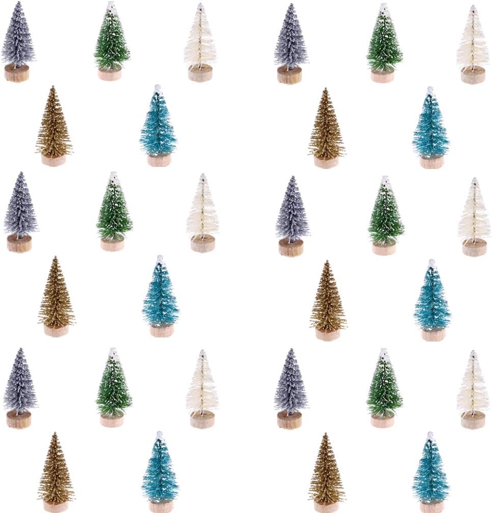 60 Pcs Mini Christmas Tree Bottle Brush (60pcs-1.77inch)