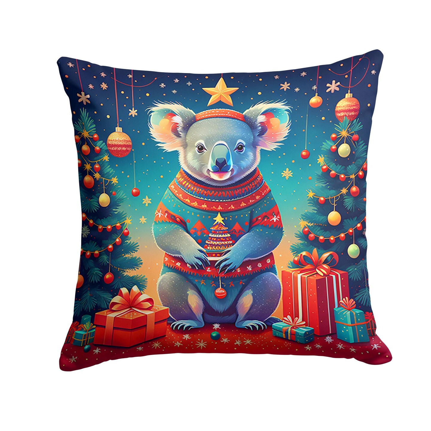 Edge Collections - 14" X 14" - Multicolor - Throw Christmas Koala Pillow Machine - 1 Piece