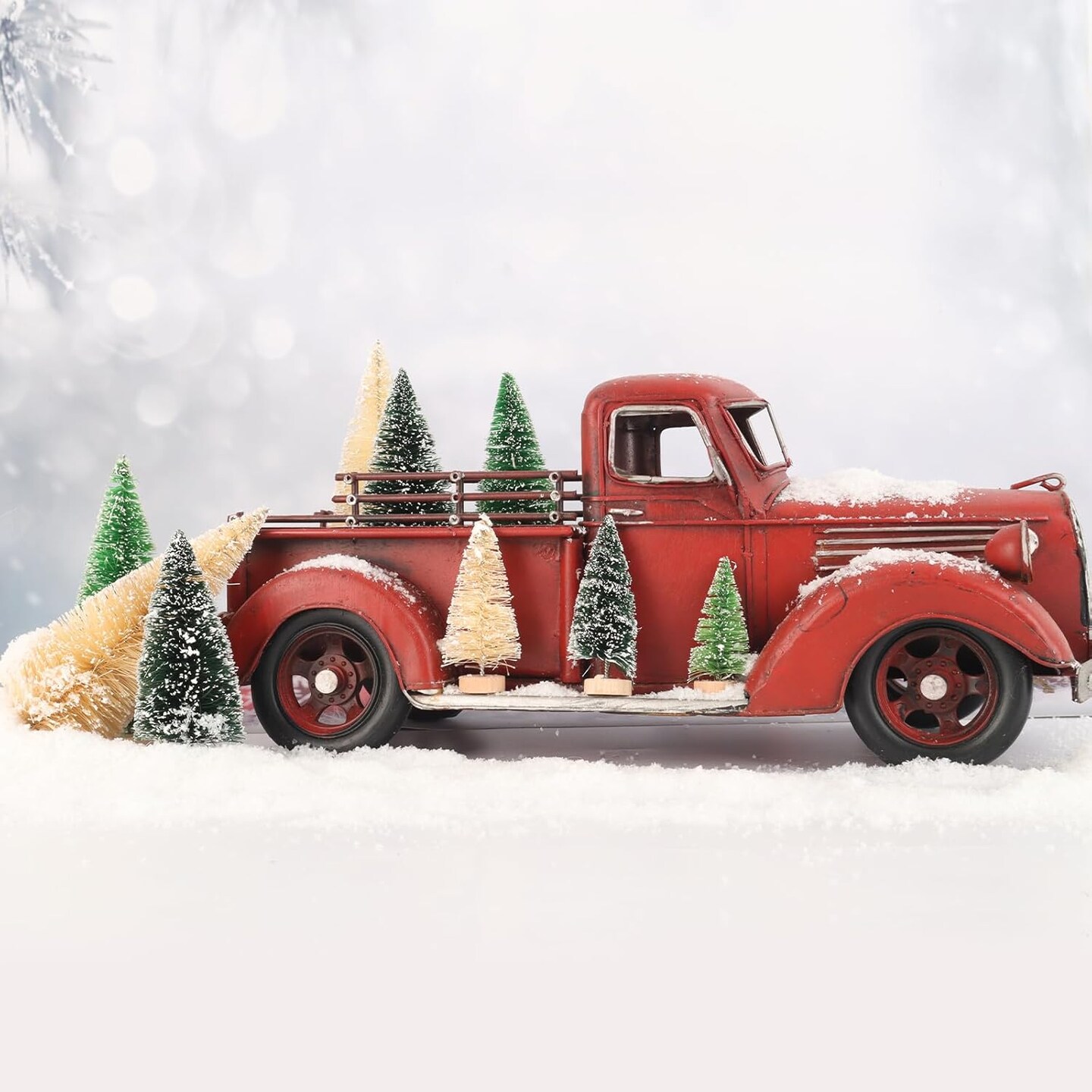 Artificial Christmas Tree Bottle Brush Trees with 5 Sizes (Grassgreen+green+white) 2.83"D x 3.99"W x 10.35"H