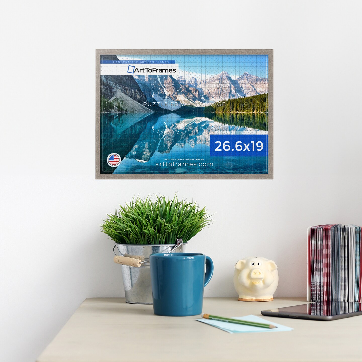 ArtToFrames 26.6x19 INCH / 68x48 CM Puzzle Frame for 1000 piece Puzzles.This 1.25 Inch Custom MDF Frame for Puzzles Comes with Economy Acrylic, Available in Multiple Colors